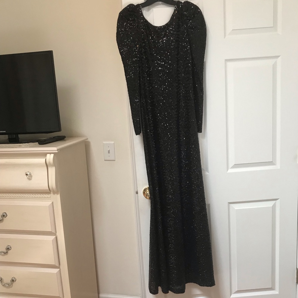 Black sequin long sleeve dress